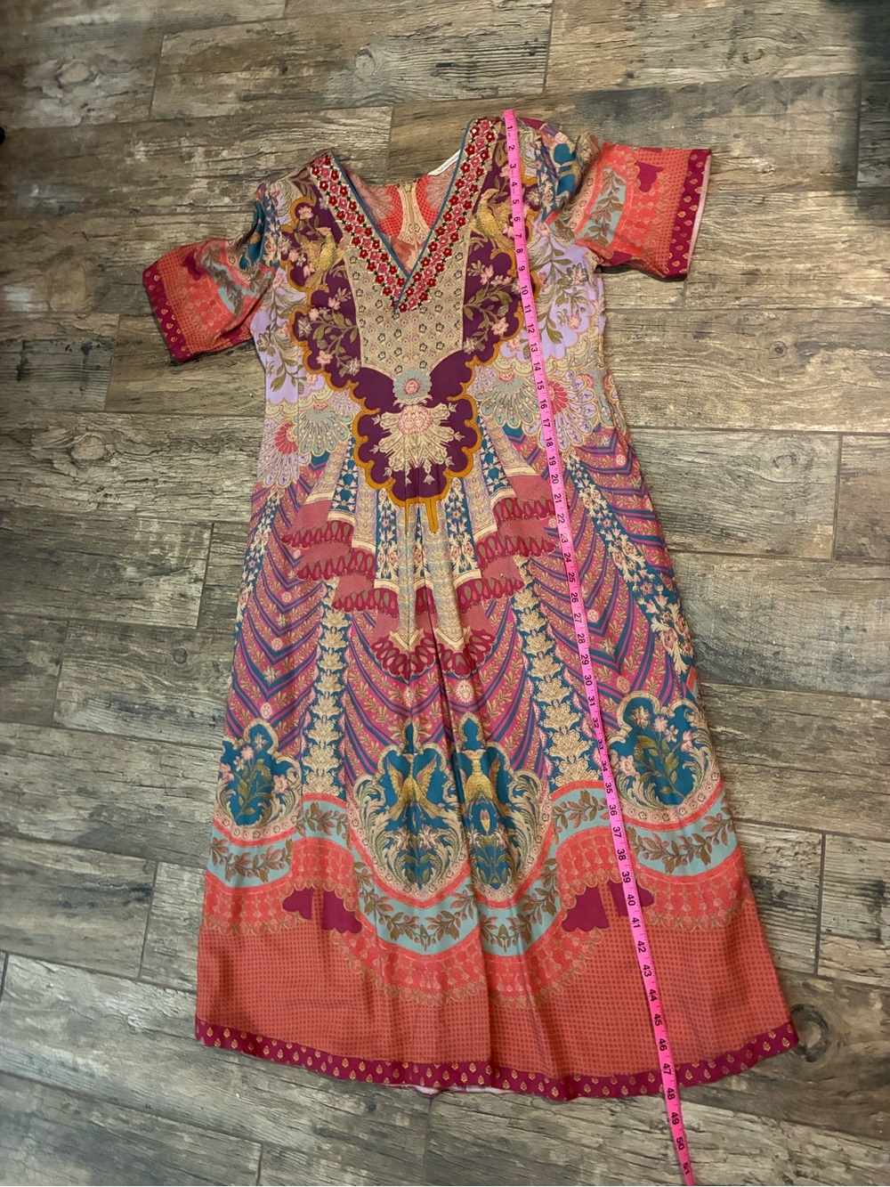 Women’s soft surroundings Bohemian V-Neck Multicolor Printed Midi Dress - Picture 6 of 6